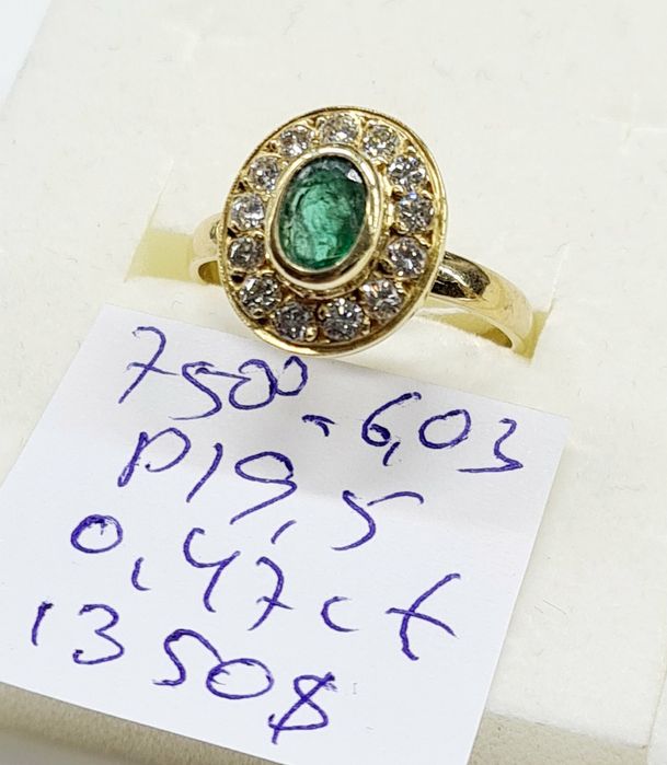 Продам золотое кольца с изумрудом и бриллиантами производства СССР