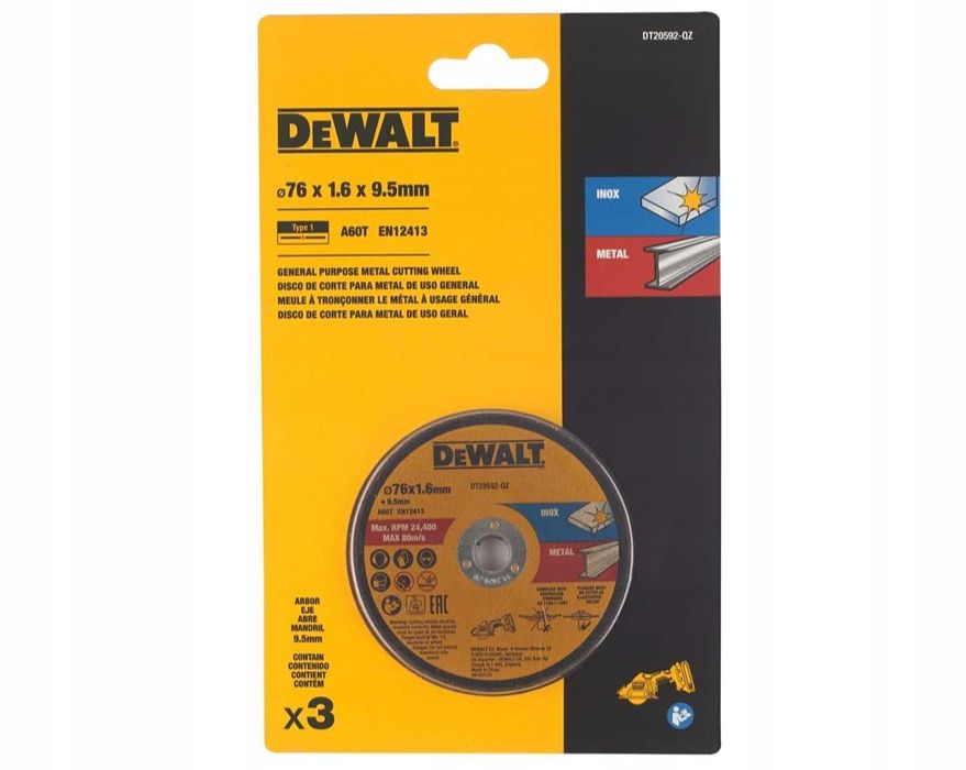 3 Sztuki Tarcze Dewalt do Cięcia Cetalu Inox 76x1.6