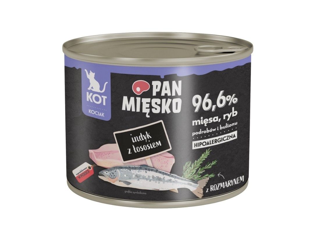 Pan Mięsko karma mokra dla kota Indyk z łososiem dla kociąt 200g