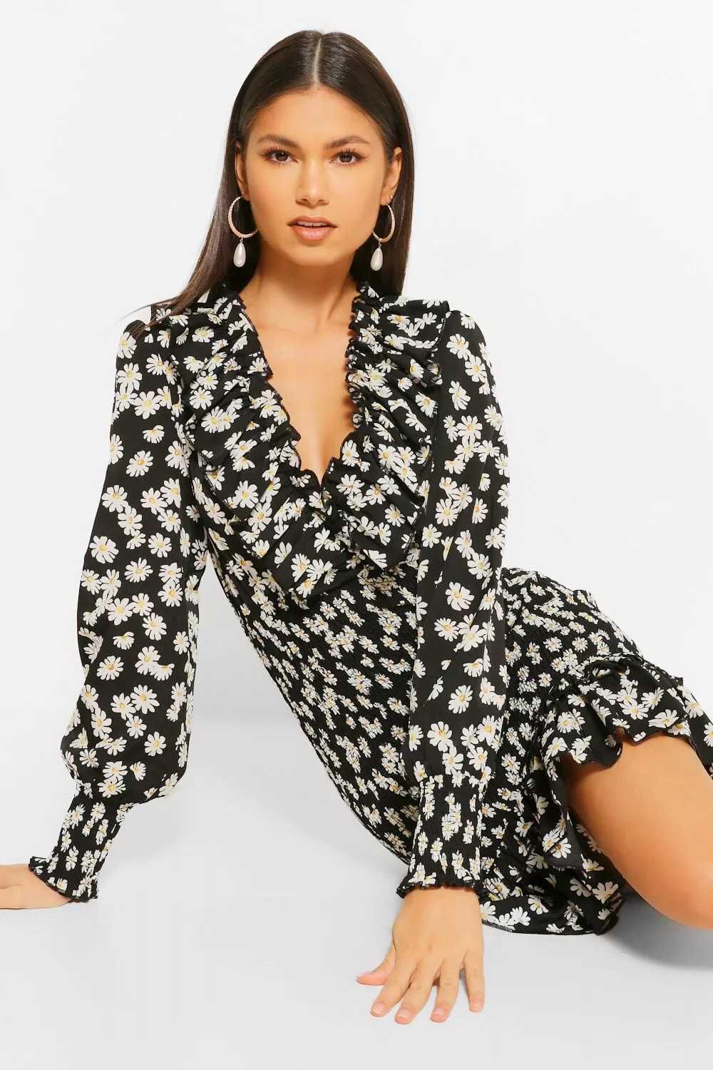 sukienka    boohoo - piękne margaretki elegancka