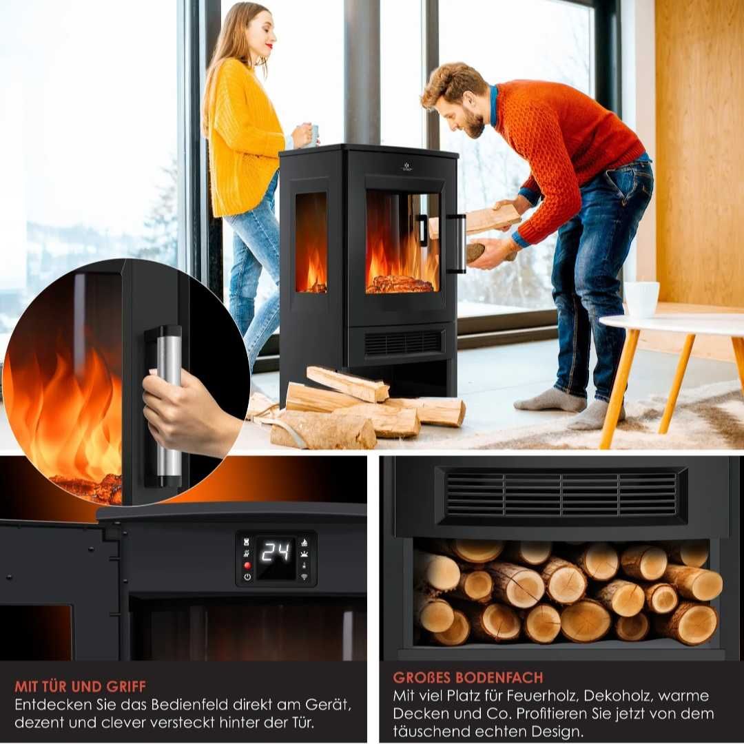 Kominek elektryczny stojący z funkcją smart WiFi KESSER 900/2000 W
