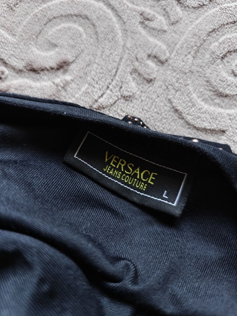 Bluzka sweter w stylu Versace czarna L 40 cyrkonie krysztalki