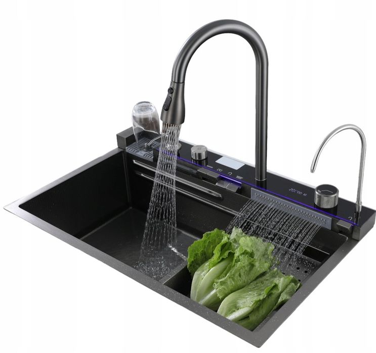 Zlewozmywak jednokomorowy z wodospadem Funkcje Smart