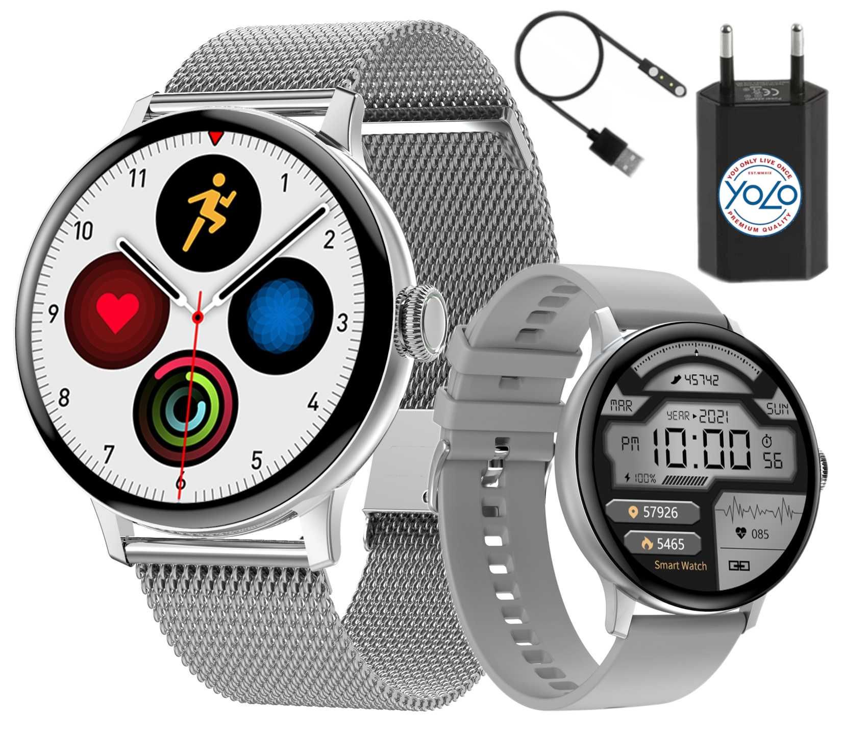 Zegarek damski smartwatch rozmowy 2 paski menu PL na dzien dziecka