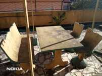 Conjunto De Mesa E Bancos De Jardim Em Betão/Cimento