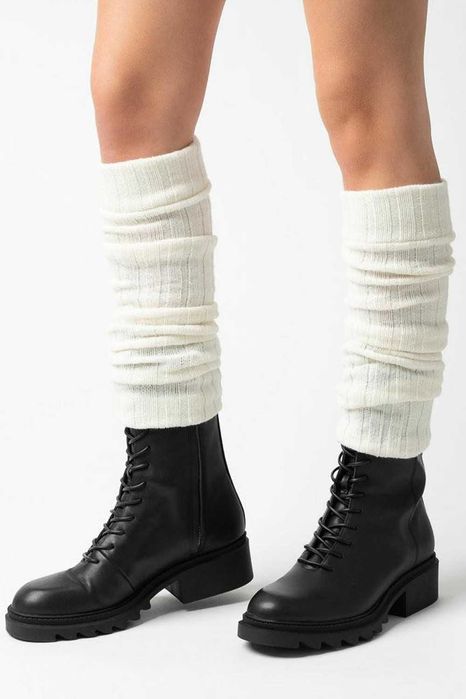 Гетри білі вище коліна в'язані теплі