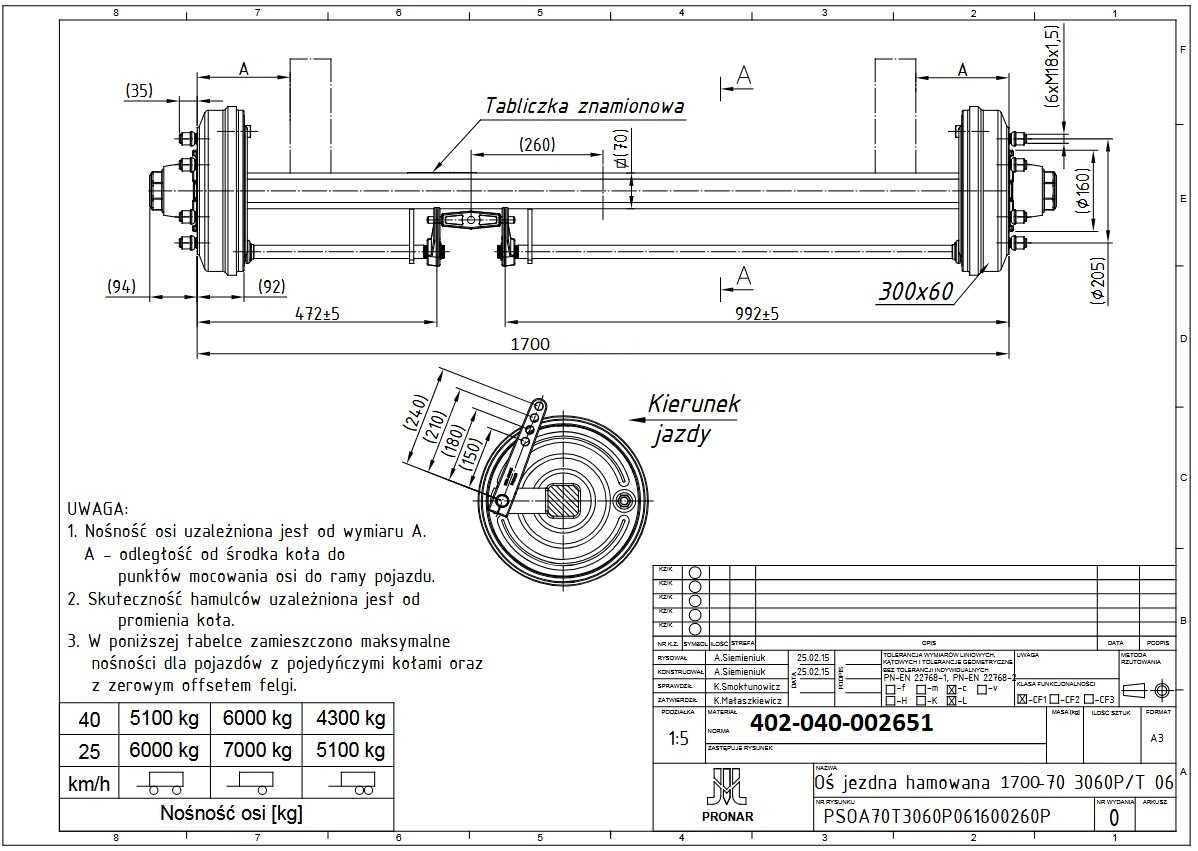 Oś  30-60 7 Ton hamowana nowa do przyczepy rolnicze