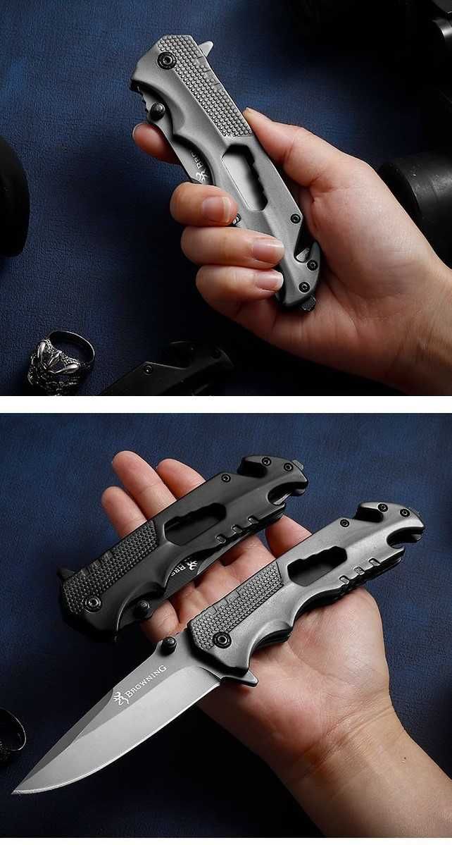 Складной нож Browning ключ и стропорез цвет черный и серый