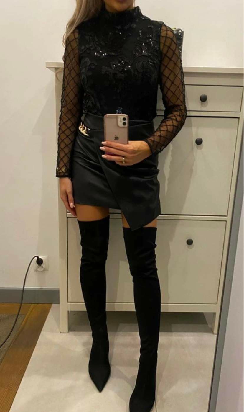 Czarne błyszczące body S i M
