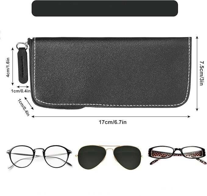 Skórzane Etui Na Okulary HIFOT Z Zamkiem Błyskawicznym Unisex 3 Sztuki