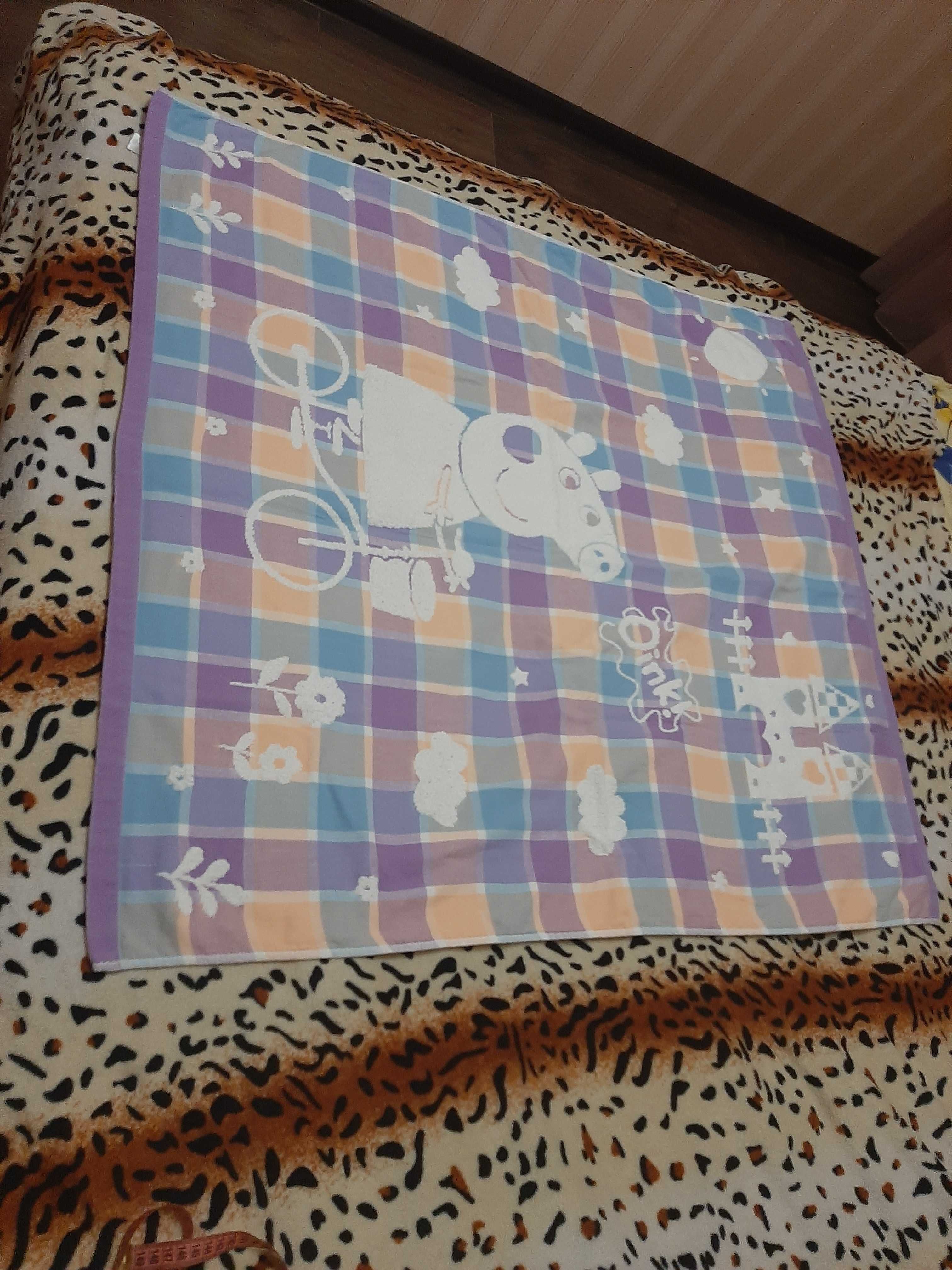 Махровое детское легкое одеяло в кроватку плед пеленка простень