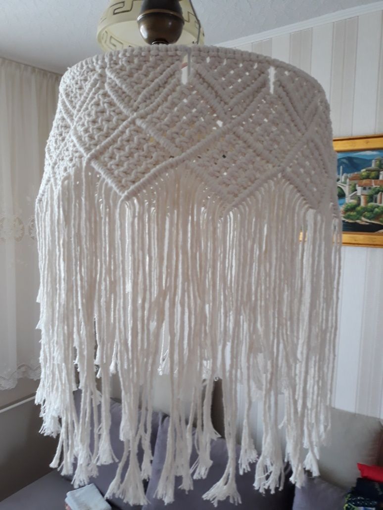 Abażur żyrandol lampa makrama boho rękodzieło,