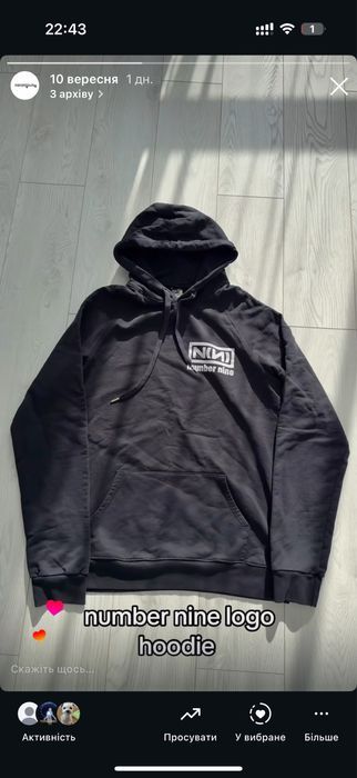 худи Number Nine Logo hoodie S M L