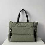 Zielona khaki torba shopper materiałowa z zamkami Stradivarius