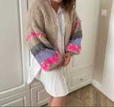 Sweter handmade merino alpaka bufiaste rękawy