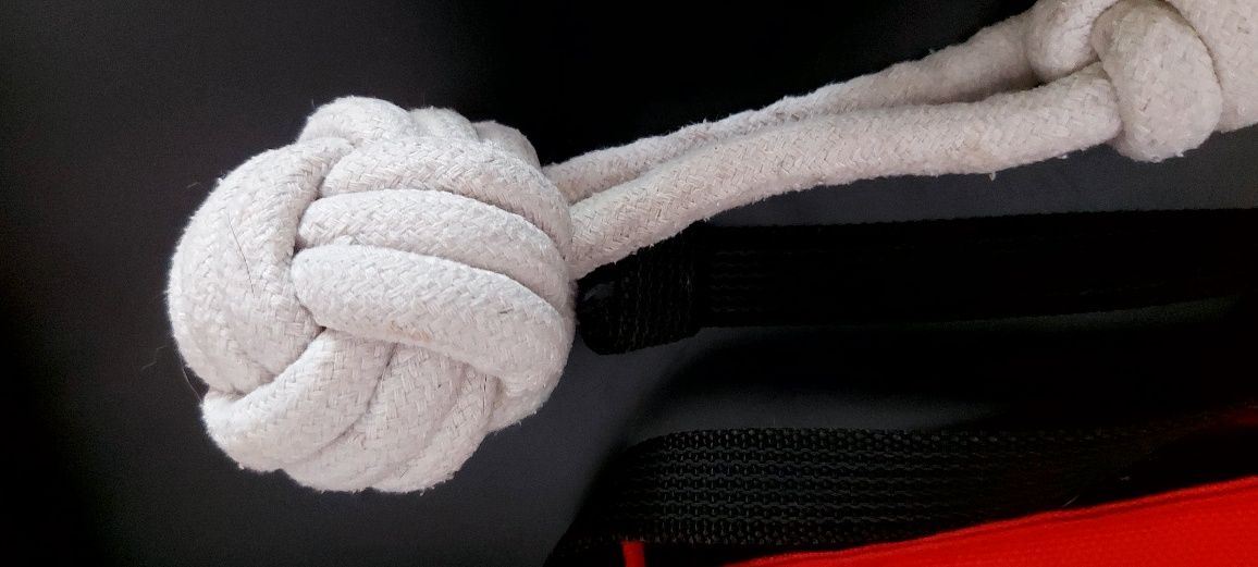 Zestaw zabawek dla psa "Niby Zając", piłka z rączkami, szarpak z liny