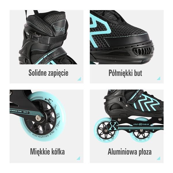 na19318 czarno-turkusowy rozm. m (35-38) łyżworolki nils extreme