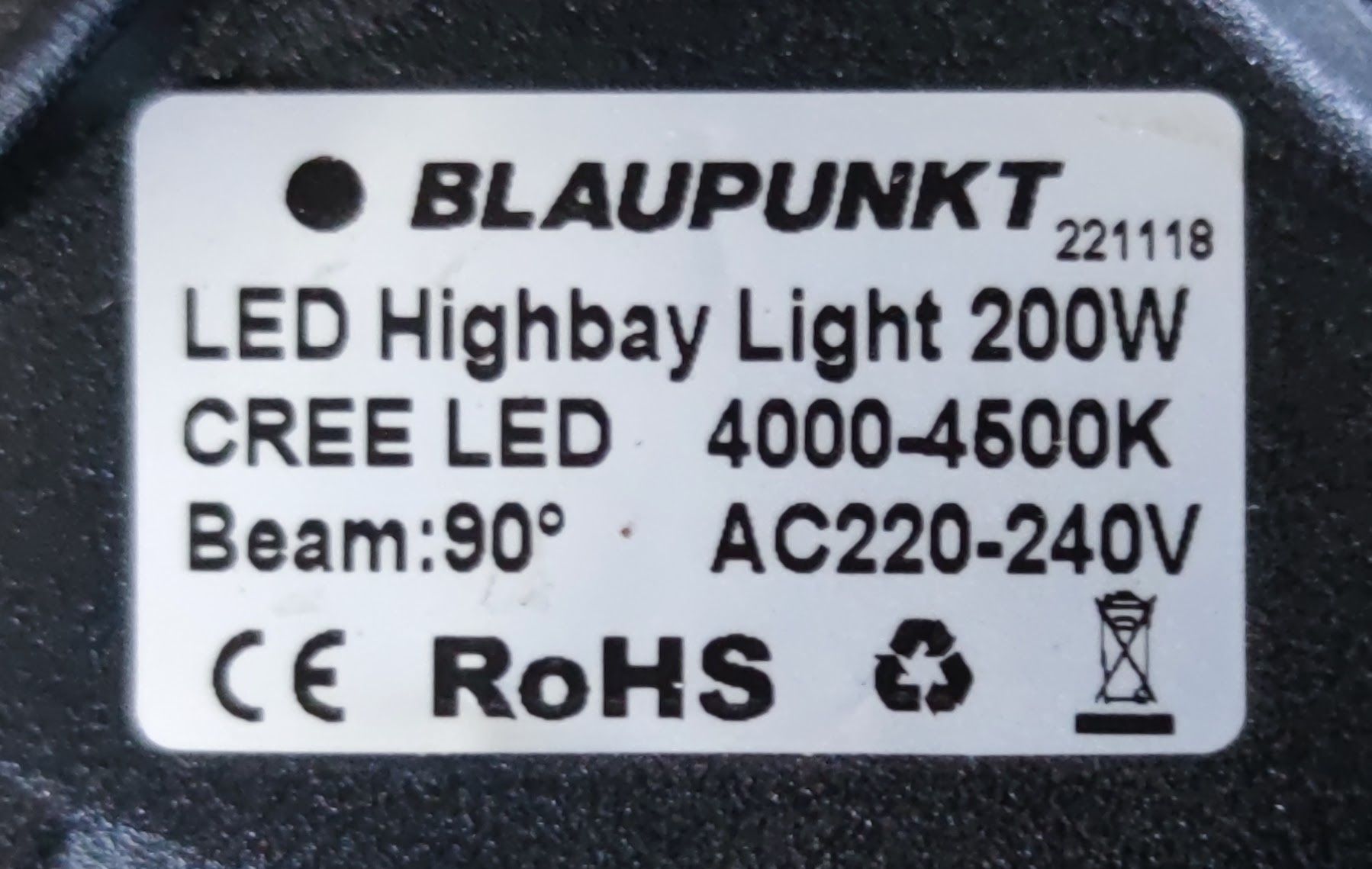 4 x Lampa Przemysłowa Blaupunkt Led Highbay 200W