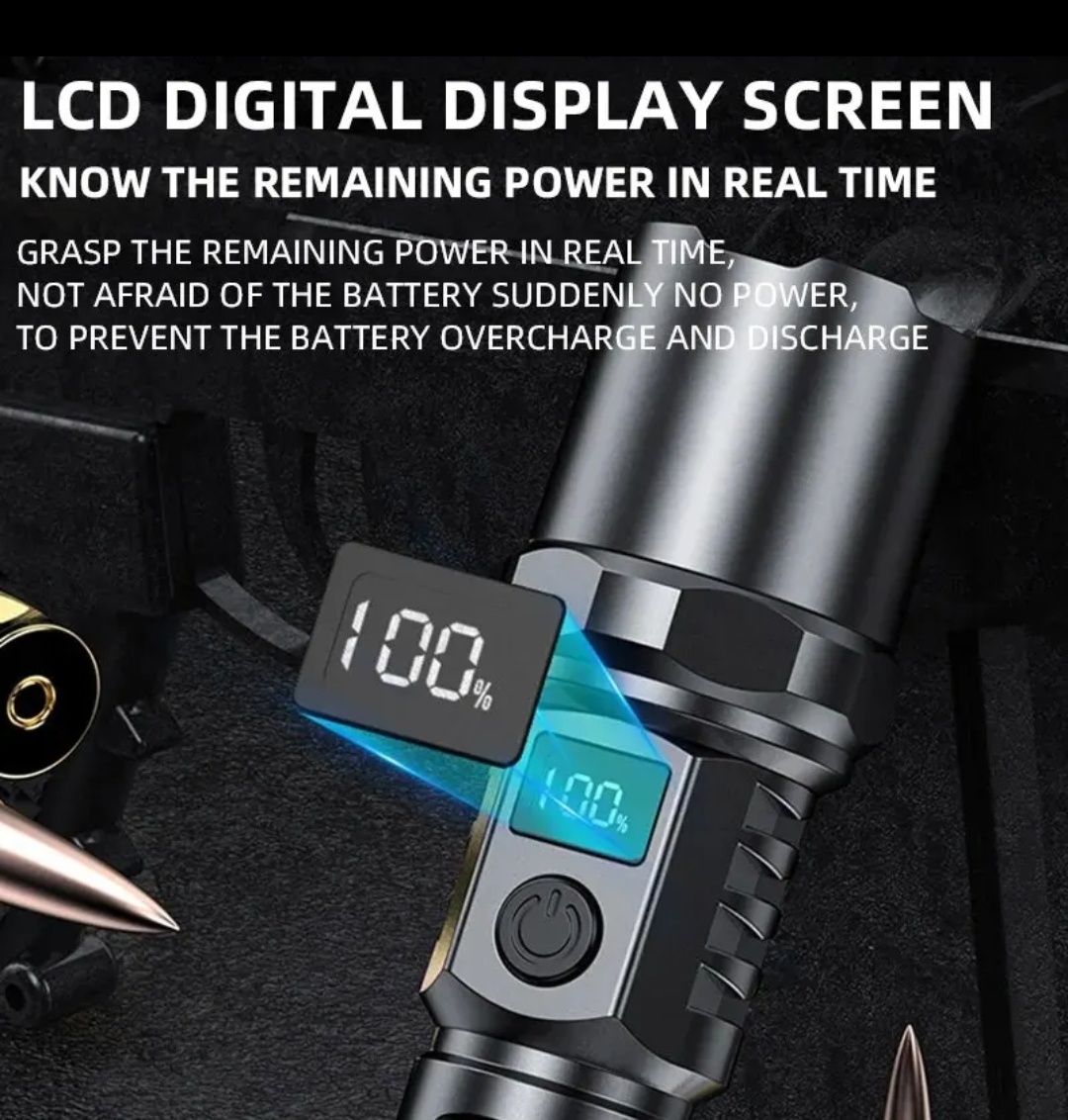 Latarka Led HP100 Mega Zoom - ładowanie USB