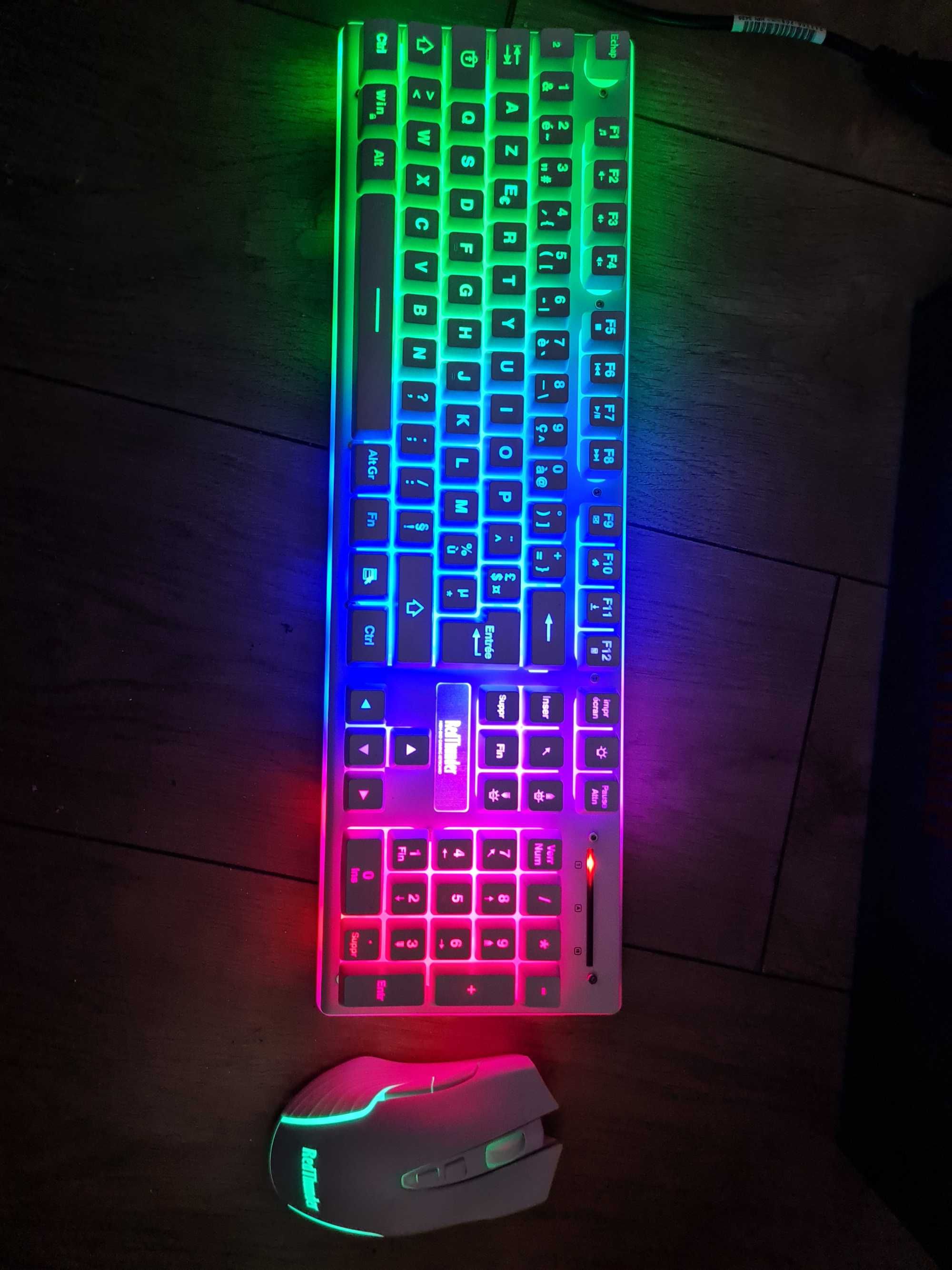 Zestaw klawiatura i mysz bezprzewodowa do gier AZERTY RGB, 3200 DPI