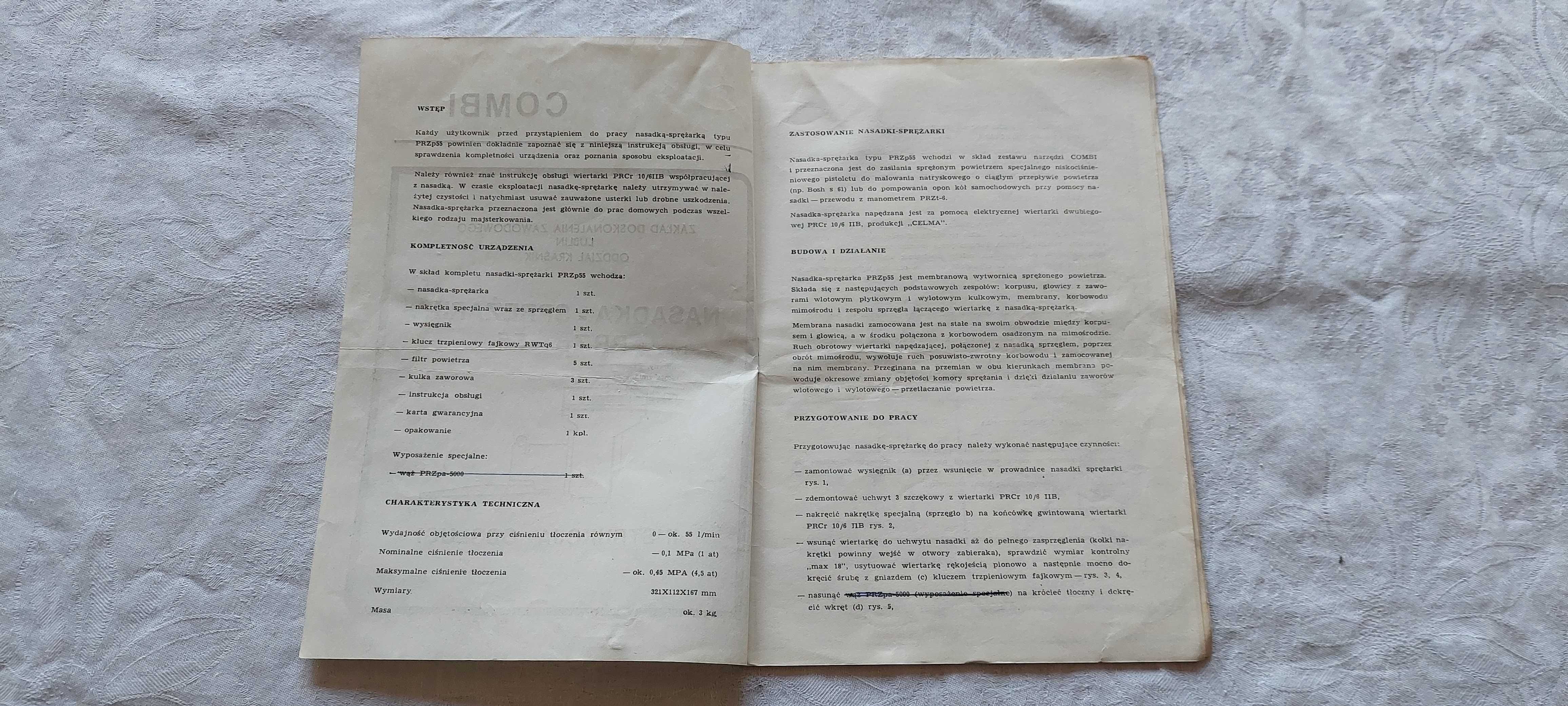 COMBI- Nasadka-sprężarka PRZp - 55 instrukcja