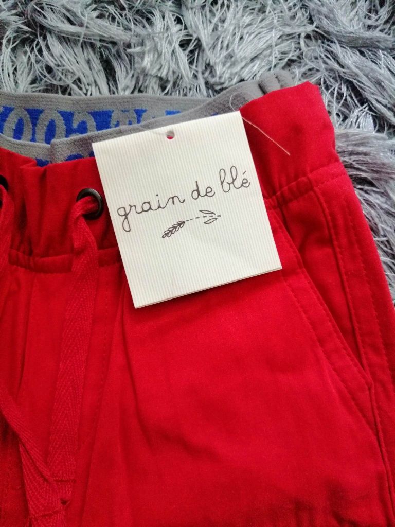 Spodnie czerwone, 74, grain de ble, nowe z metka