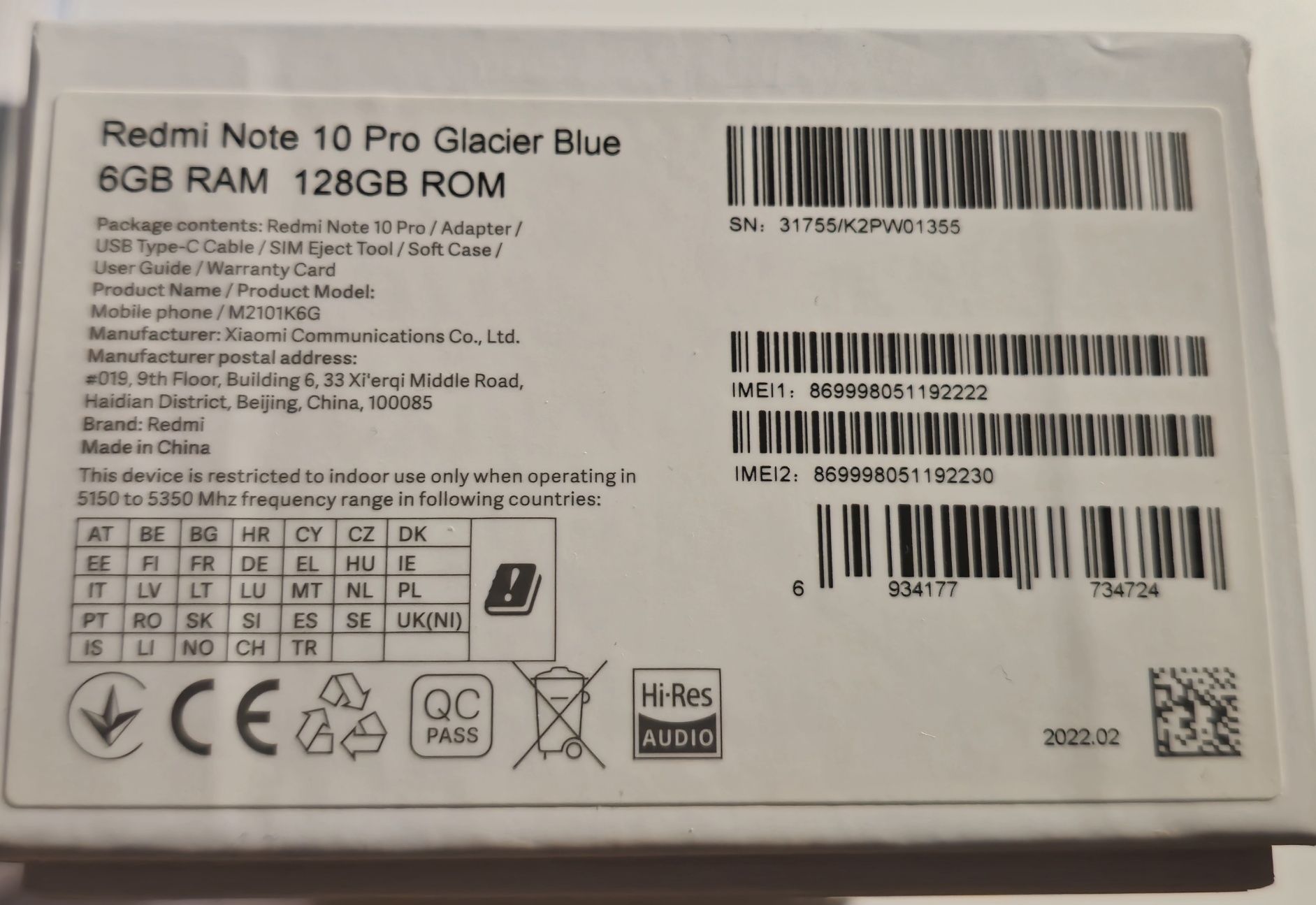 Redmi note 10 pro 6/128GB
