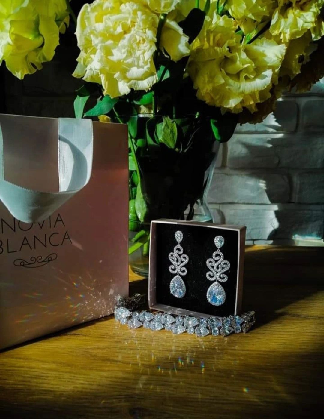 Biżuteria ślubna Novia Blanca, bransoletka i kolczyki