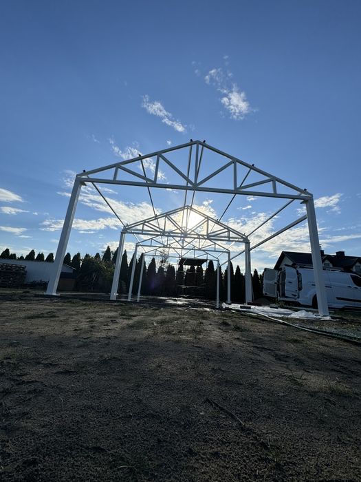 Hala garaż magazyn konstrukcja kratownice dźwigary słupy  8x24x4 laser