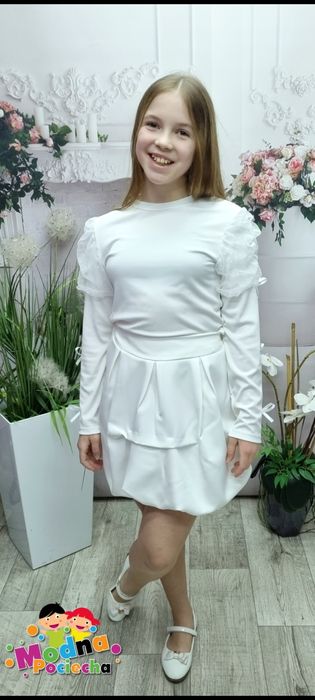 Elegancka bluzka biała kokardki Rozmiar od 98 do 116 wyprzedaż