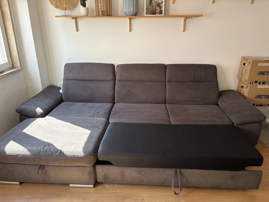 Sofá Chaise longue cama 4 lugares MORIS cor antracite