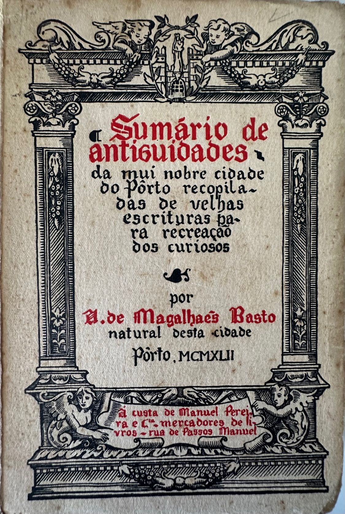 Sumário de Antiguidades - Artur de Magalhães Basto - 1942