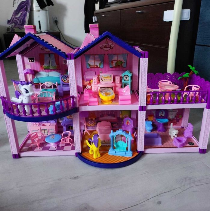 2w1 Mocny Domek Dla Lalek Kucyków Villa Mebelki Dla Dzieci