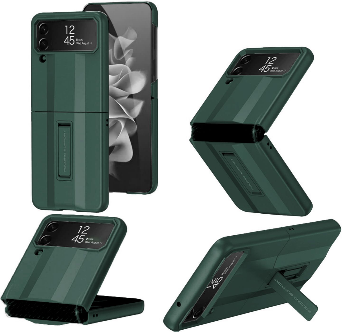 Etui z Zawiasem i Podstawką do Samsung Galaxy Z Flip 4 5G zielone