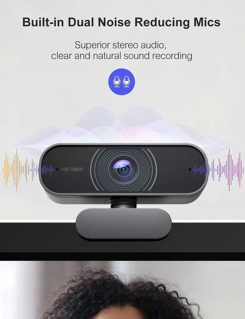 Kamera internetowa BEOEE 1080p HD USB Plug & Play Webcam 2 mikrofony