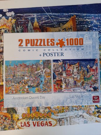 Puzzle 2x1000 King humorystyczne Las Vegas i Amsterdam Queen's Day