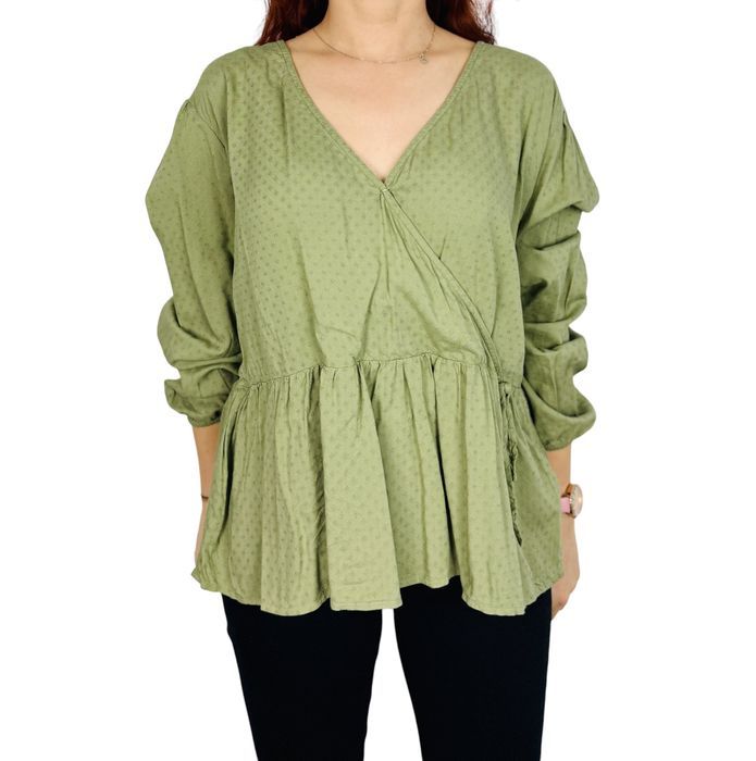 Zielona bluzka kopertowa z wiązaniem 4XL 48 C&A