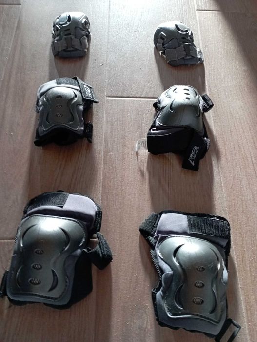 Proteções para patins joelheiras, cotoveleiras, protetor de mãos