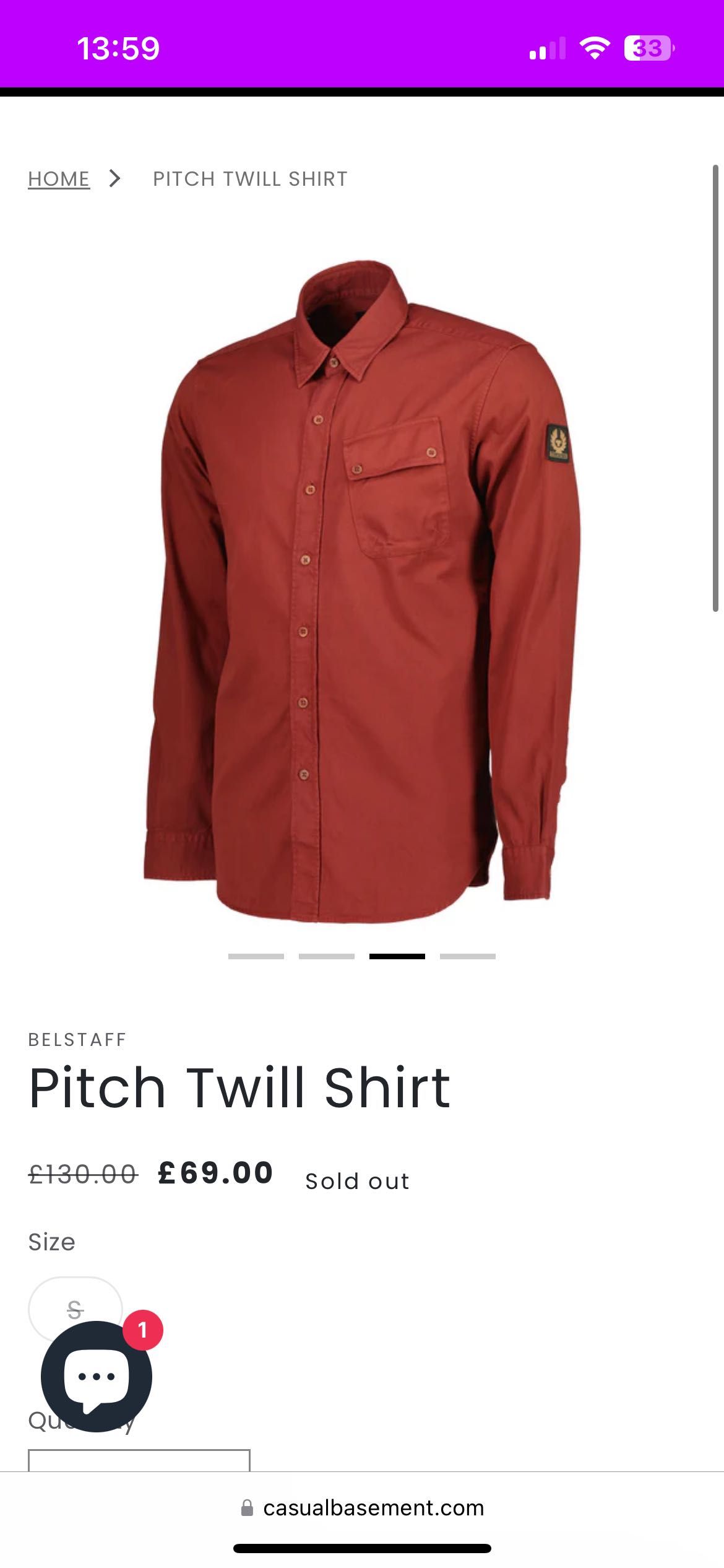 Рубашка BELSTAFF Pitch Twill Shirt M-L