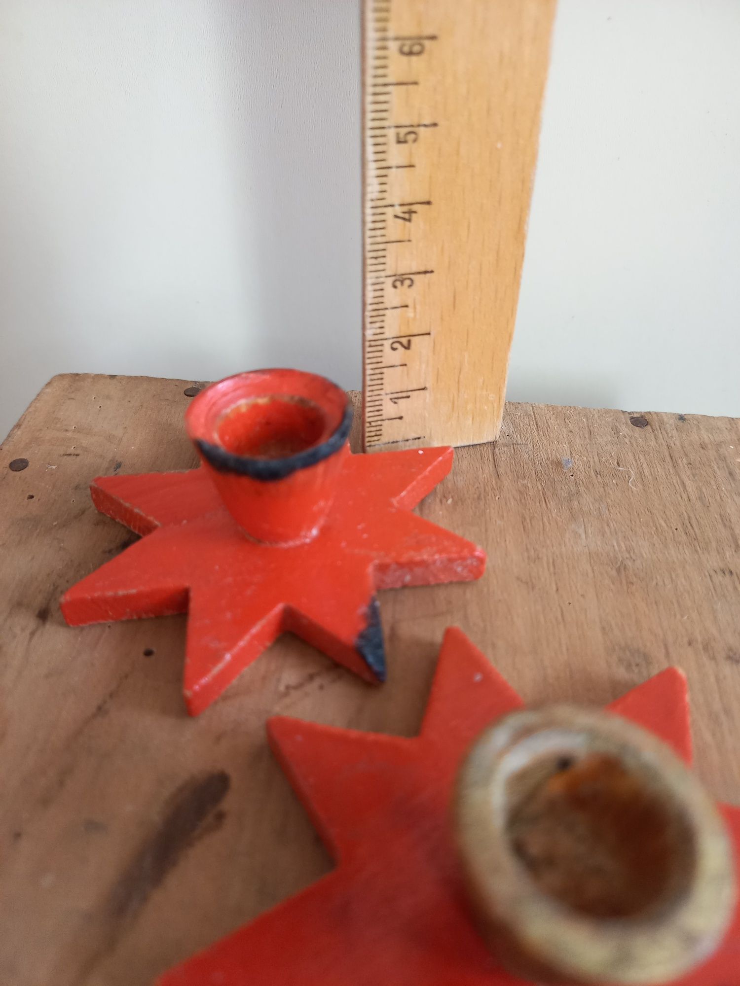 Drewniane mini świeczniki świecznik vintage świąteczne gwiazdka