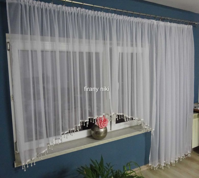 firana balkonowa z koralikami 600x240