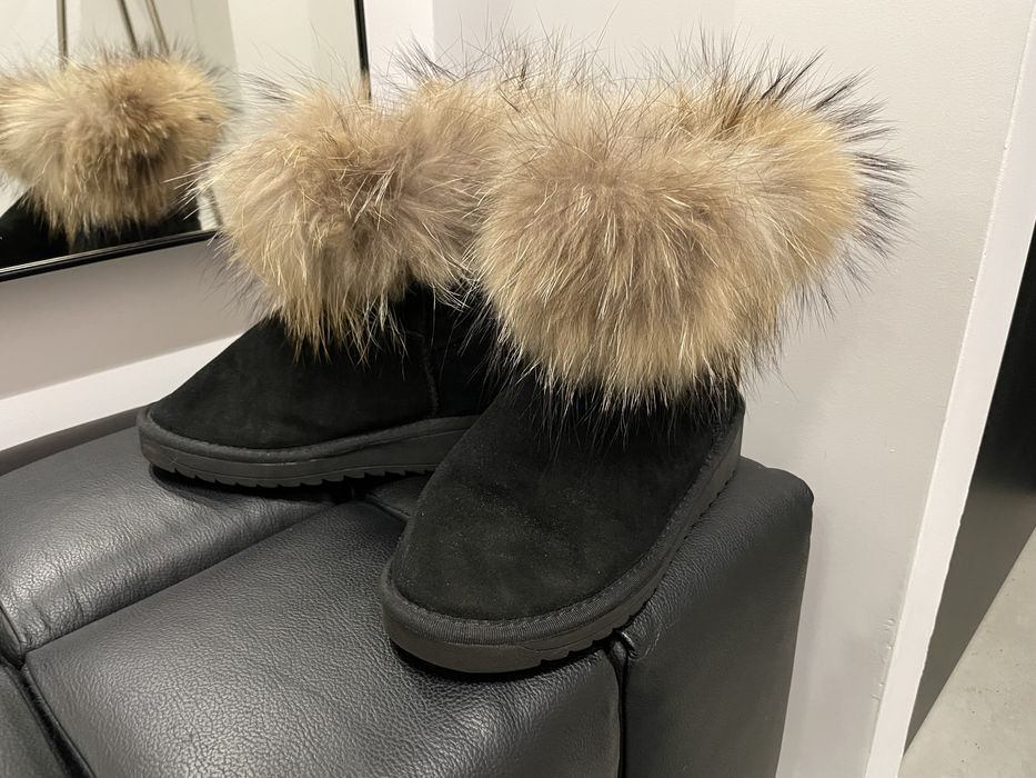 Śniegowce czarne zamszowe jenot naturalny 37 botki