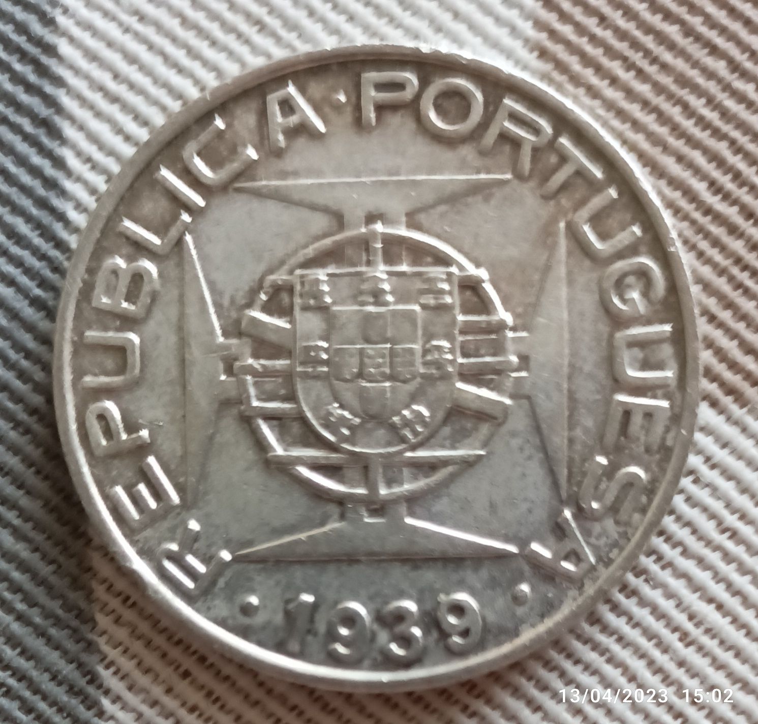 Moeda 10 escudos 10$00 São Tomé e Príncipe em prata de 1939