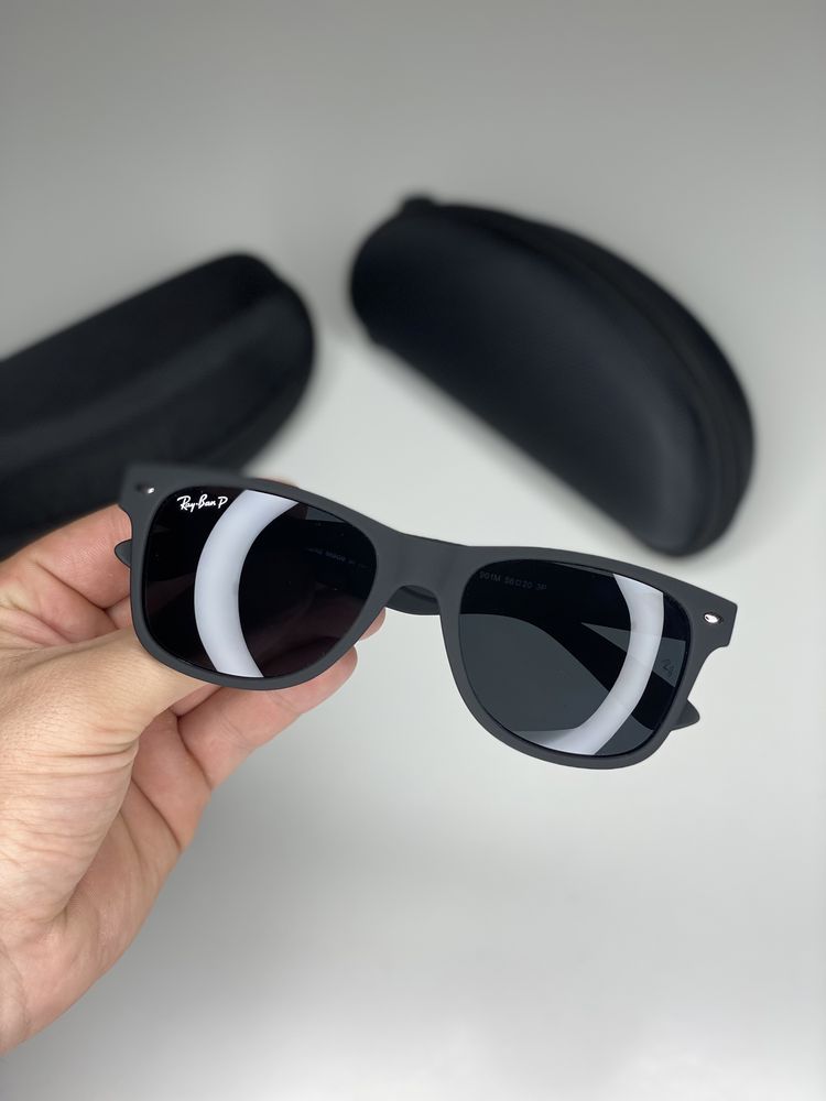 Мужские солнцезащитные очки Ray Ban POLARIZED черные Wayfarer рей бен