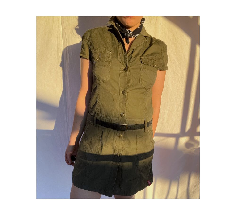 Esprit khaki sukienka militaria M 38 militarna grunge jeansowa