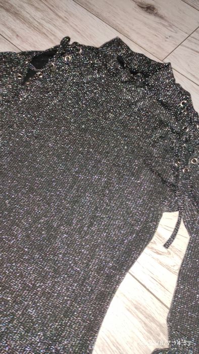 Sukienka mała czarna brokat s m dopasowana