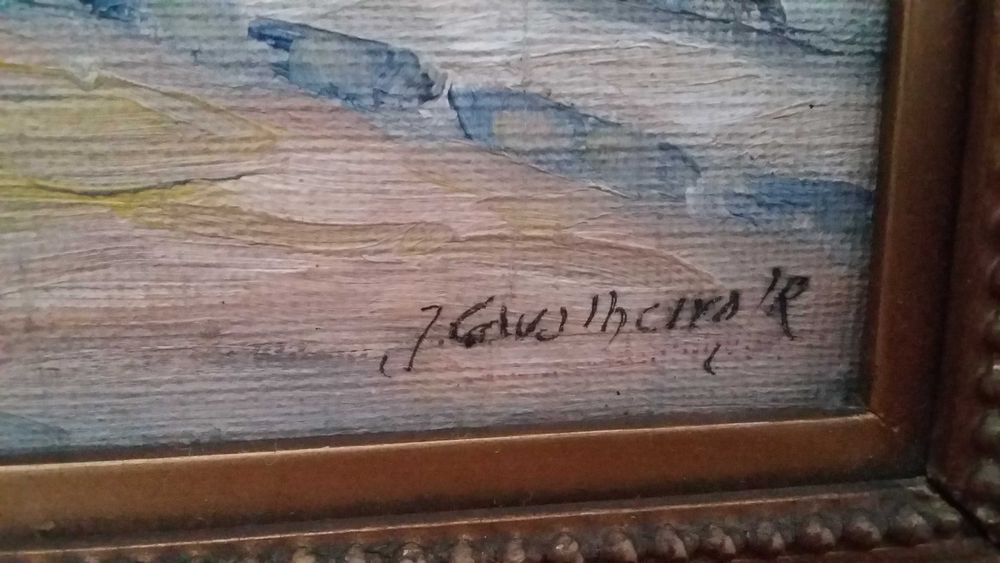 Quadro óleo sobre cartão original assinado,  José Cavalheiro Jr.