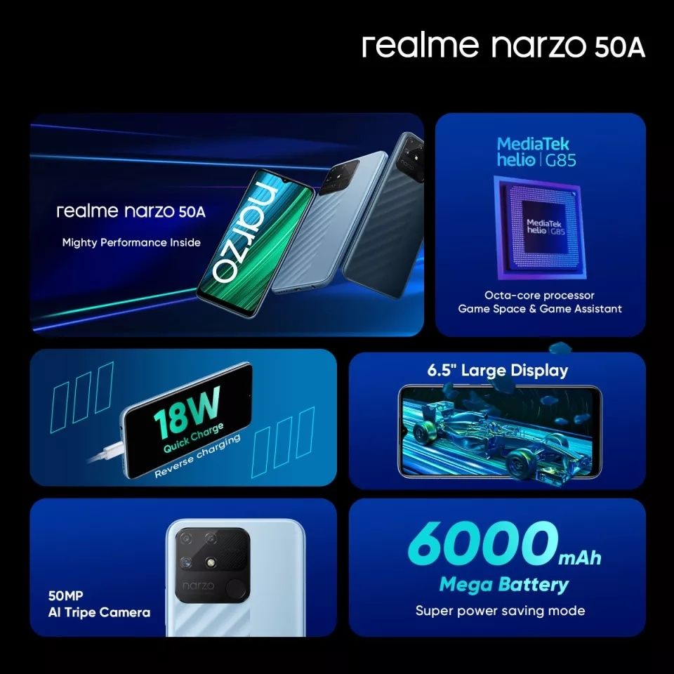 Realme Narzo 50A 4/128gb NFC Helio G85 6000mah green