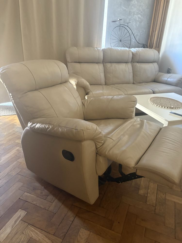 Komplet wypoczynkowy skorzany