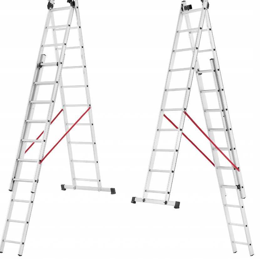 Drabina aluminiowa uniwersalna 3x11 HIGHER ,wys 8,5 m,na schody,nowa